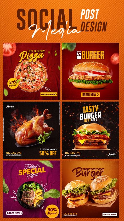 Creative Social Media Post Design, Restaurant Instagram Post, Creative Social Media Post, Menu Burger, Facebook Ads Design, Instagram Post Design, Restaurant Social Media, Social Media Branding Design, Flyers Design