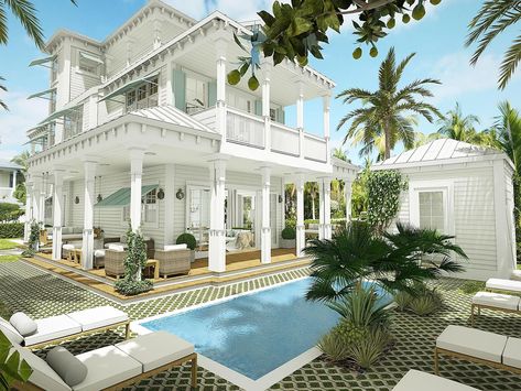 Dream House Ideas, Key West Style Homes, Key West House, Beach House Floor Plans, Key West Style, Beach House Exterior, West Home, Beach House Plans, Key West Fl