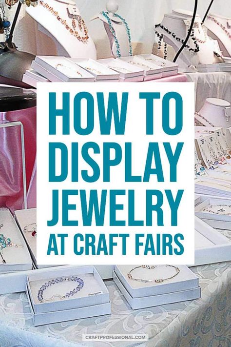 How to display jewelry at craft fairs - 11 jewelry booth photos. #jewelrymakingbusiness #jewelrydisplays Bracelet Displays For Craft Shows, Jewelry Vendor Booth, Jewelry Vendor Display, Craft Show Table, Jewelry Display Booth, Handmade Jewelry Display, Jewelry Table Display, Craft Displays, Craft Fair Booth Display