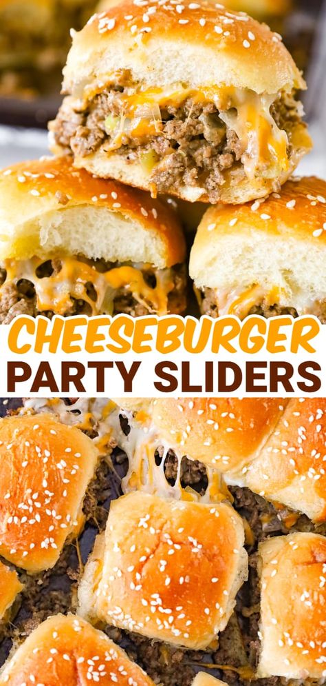 Cheeseburger Sliders are mini sandwiches made with crumbled ground beef and diced onions tossed in ketchup, mayo and mustard all loaded onto dinner rolls and topped with shredded cheese. Ground Beef Sliders, Sliders Recipes Beef, Beef Appetizers, Recipes Using Ground Beef, Cheeseburger Sliders, Cheeseburger Recipe, Ground Beef Recipes Healthy, Beef Sliders, Keto Beef Recipes