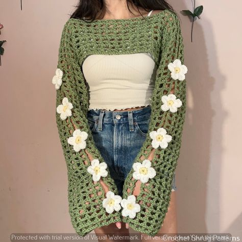 Crochet-Crocheting Crochet patterns Oopsie Daisy, Bolero Pattern, Chevron Crochet, Crochet Shrug Pattern, Quick Crochet Patterns, Flower Sleeve, Bolero Shrug, Crochet Bolero, Crochet Clothing And Accessories