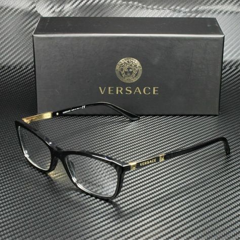 Brand New With Box, Cards, And Never Used! 100% Authentic! Stylish Glasses For Men, Case Cards, Cute Glasses Frames, Versace Glasses, Versace Eyeglasses, Vision Glasses, Black Eyeglasses, Versace Gold, Fashion Eye Glasses