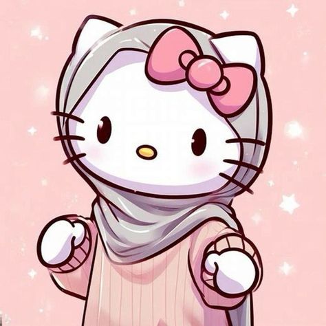 Hijabi Pfp Cartoon, Hello Kitty Wallpaper Hd, Images Hello Kitty, Walpaper Hello Kitty, Kitty Cartoon, Hello Kitty Crafts, Images Kawaii, Kitty Drawing, Hello Kitty Backgrounds