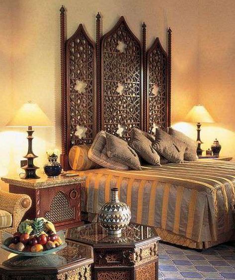 35+ Elegant and Luxury Arabian Bedroom Ideas #bedroom #bedroomdecor #bedroomideas Arabian Bedroom Ideas, Arabian Bedroom, Design Marocain, Moroccan Room, Arabic Decor, Moroccan Bedroom, Moroccan Interiors, Trendy Bedroom, Moroccan Decor