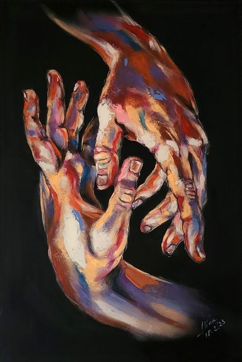 Painting With Hands, Hand Gesture Drawing, Meaningful Paintings, Human Painting, Deep Art, Oil Pastel Art, Expressionist Art, Painting People, Arte Obscura