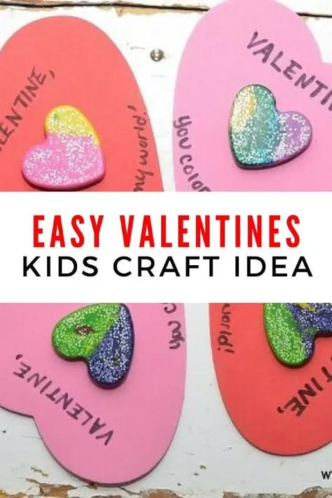 Valentines Cards Kids, Holiday Place Cards, Crayon Heart, Easy Valentines, Easy Diy Wreaths, Kid Friendly Crafts, Valentine Crafts For Kids, Valentines School, Crafty Moms