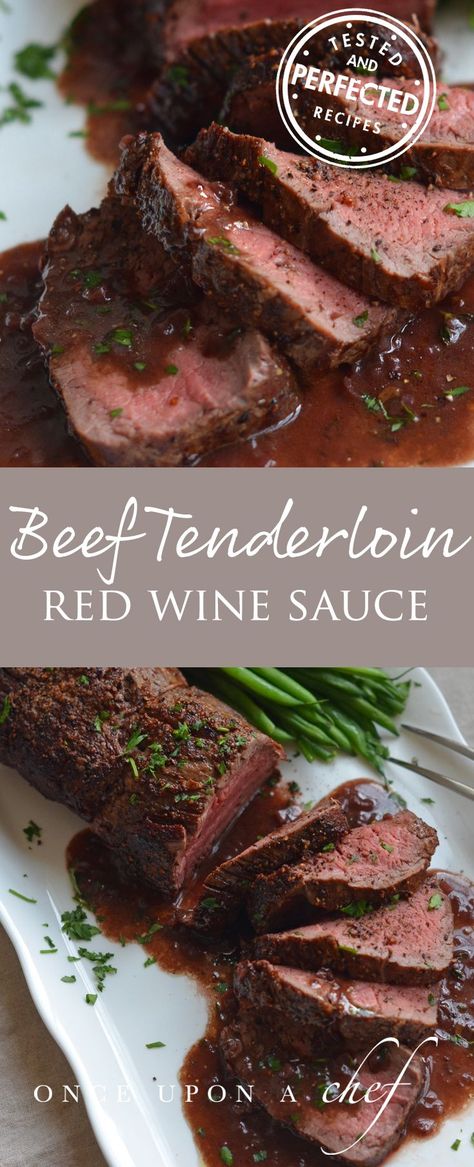 Crock Pot Red Meat Recipes, Beef With Red Wine Sauce, Beef Tenderloin Recipes Christmas, Baked Beef Recipes, Red Meat Dinner Recipes, Tenderloin With Red Wine Sauce, Roast Beef Tenderloin, Resep Steak, Beef Tenderloin Recipes