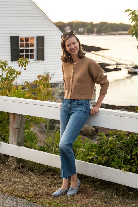 Effortless fall style: J.Crew jacket, Mother jeans, Stubbs & Wootton loafers, Haverhill earrings. September 3. Country Housewife, Effortless Style Fall, Stacie Flinner, Summer At Home, Tuckernuck Dress, Excited For Fall, J Crew Jacket, Mother Pictures, Happy September