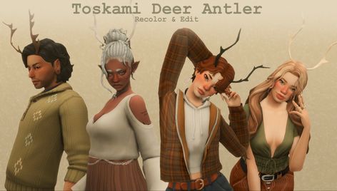 Sims 4 Cc Deer Antlers, Sims 4 Antlers, Sims 4 Antlers Cc, Sims Occult, Sims Cheats, Pretty Sims, Deer Ears, Fantasy Play, Cc Folder