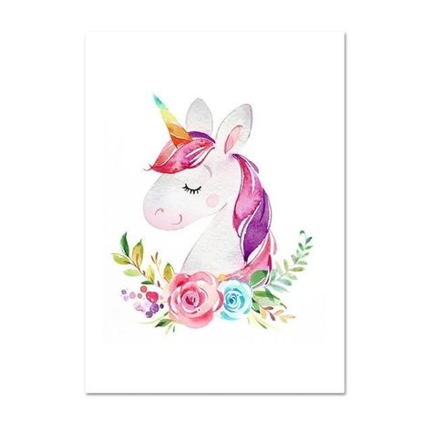 Funny Watercolor, Baby Animal Prints Nursery, How To Draw Cute, Castle Illustration, Unicorn Artwork, Easter Drawings, Unicorn Birthday Cards, Unicorn Poster, Watercolor Birthday Cards