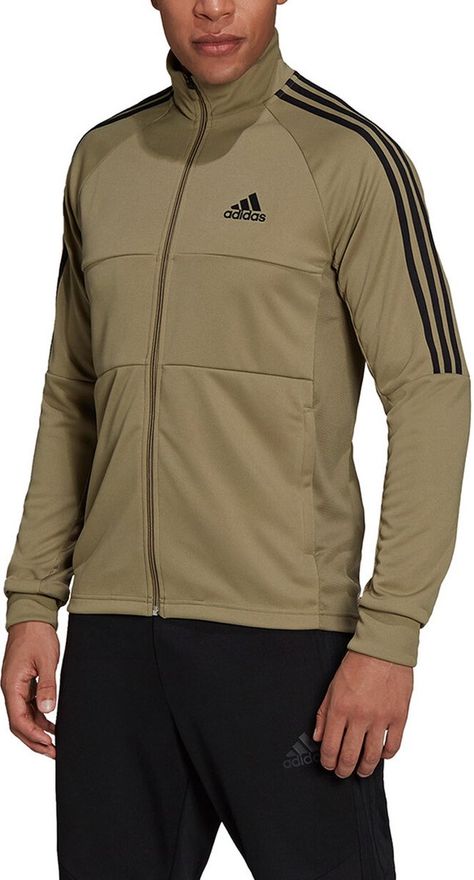 This greenish brown adidas Sereno Training Jacket has a chic look and is made of supple polyester with AEROREADY technology, which keeps the body dry. The jacket has a regular fit and features black logo details, the raglan sleeves offer ample freedom of movement. This is a Primegreen item, made with high quality recycled material.Features- Regular fit- Chic, modern look- Stand-up collar- adidas 3-Stripes on the sleeves- Two side pockets with zipper- Primegreen Tags:  adidas training jacket, foo Adidas Jacket Outfit Men, Adidas Jacket Outfit, Recycle Icon, Nike Sports Jacket, Brown Adidas, Recycled Outfits, Recycled Tote, Recycled Books, Adidas Branding