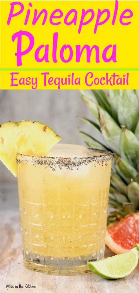 Pineapple Paloma, Tequila Mix, Cocktails Vodka, Pitcher Drinks, Easy Alcoholic Drinks, Desserts Summer, Paloma Cocktail, Tequila Cocktail, Desserts Healthy