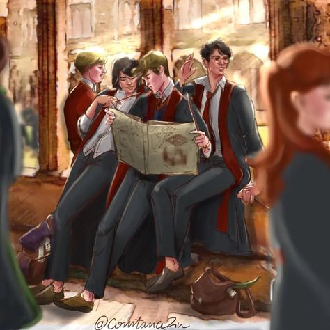 Jily Fanart, Marauders Fanart, Harry Potter Painting, Marauders Fan Art, Ron And Hermione, Hogwarts Aesthetic, Harry Potter Headcannons, All The Young Dudes, Hogwarts Express