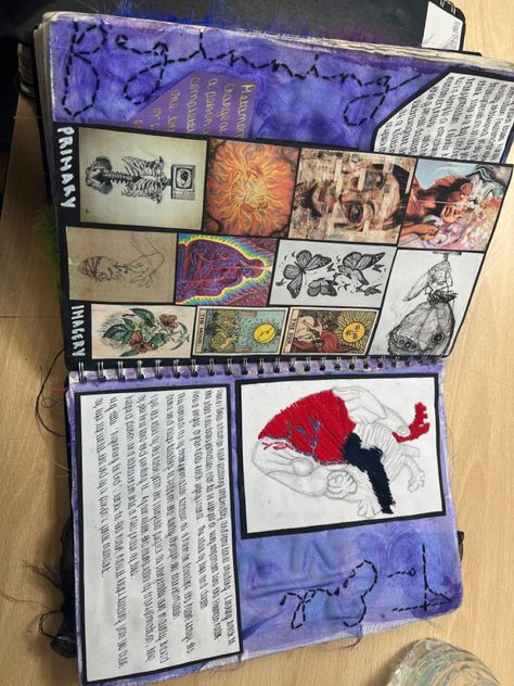 this was for my chosen theme of butterflies and metamorphosis - i titled the project “beginning to end”🦋🦋 Gcse Title Page, Art Gcse Title Page, Gcse Textiles Sketchbook, Gcse Sketchbook, Textiles Gcse, Gcse Textiles, Textiles Sketchbook, Gcse Art Sketchbook, Sketchbook Inspo