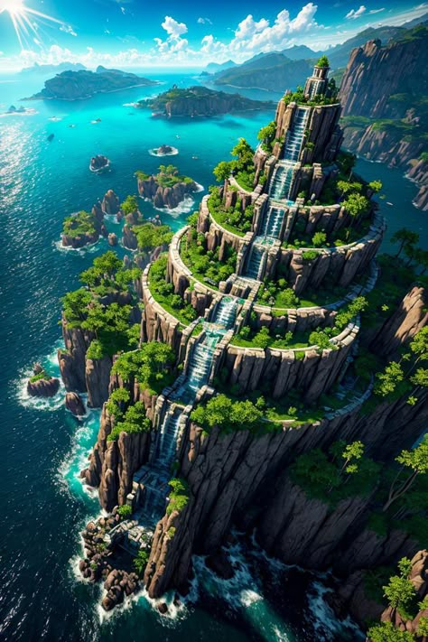 Afrofuturism Landscape, Fantasy World Map, Landscape Concept, 캐릭터 드로잉, Fantasy City, Fantasy Castle, Fantasy Places, Fantasy Map, Cool Wallpapers Art