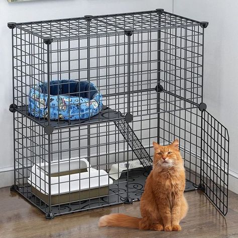 BNOSDM Cat Cage Indoor, Detachable Metal Small Animal Cage DIY Design Black Kitten Playpen for Pet Puppies Ferret Rabbit Hedg Cat Cages Indoor Small, Rabbit Cage Setup, Kitten Cage, Cat Cages Indoor, Rabbit Cages Outdoor, Diy Rabbit Cage, Indoor Rabbit Cage, Cat Cage, Climbing Ladder