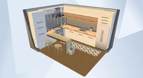 Minimalist Kitchen - a #minimalist #modern #kitchen build ~ #noCC but I do use #MOO and #TOOL ~ Playtested and functional! :) #basegame #toolmod #minimalism #4x5 #dollhouse #simswithsarah Minimalist Modern Kitchen, Sims 4 Gallery, Sims 4 Kitchen, Minimalist Kitchen, Minimalist Modern, The Sims 4, The Sims, Modern Kitchen, Sims 4