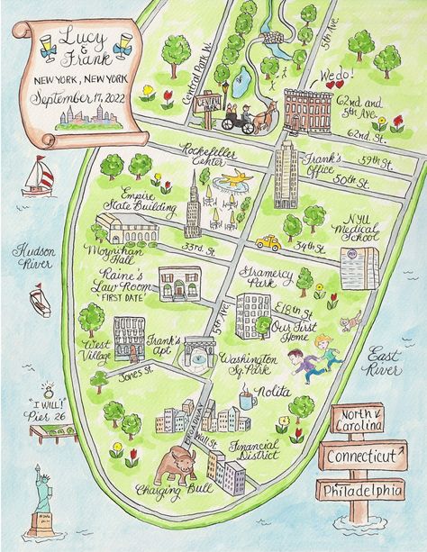 A fun, personalized hand painted map.  A unique addition to your wedding!  Your guests will love it! This listing is for a digital file for a Custom Watercolor Wedding Map painting of the town or city of your choice.  It can also be used to celebrate an anniversary or favorite family vacation spot etc.. Together we will design it to reflect your ideas.  Included in this listing is your choice of City or location with 9 custom illustrations of your choice. You may add more illustrations for an additional cost of $15.00 each. Let me know at checkout if you need a link to a listing for extra illustrations.  YOU WILL RECEIVE A DIGITAL FILE:  The Wedding Map will come to you as a high resolution digital file sent by e-mail.  With the digital file you can print the image yourself on cards or hav Cute Maps, Cambridge Map, City Maps Illustration, Painted Map, Whimsical Map, Watercolor Wedding Map, Custom Wedding Map, Map Ideas, Map Projects