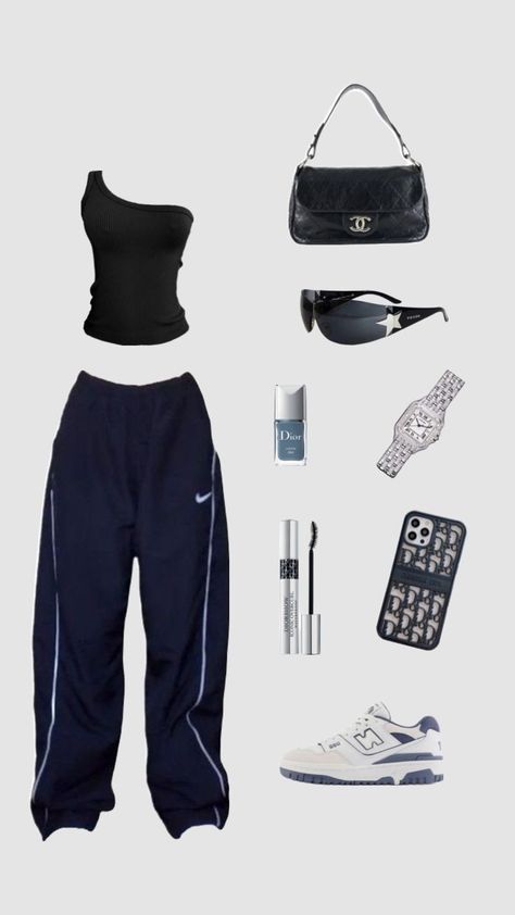 Fashion Magazine Aesthetic, Blue Outfit Ideas, Acubi Outfit, Acubi Aesthetic, Magazine Aesthetic, Nike Track Pants, 2000s Fashion Outfits, Easy Trendy Outfits, Simple Trendy Outfits