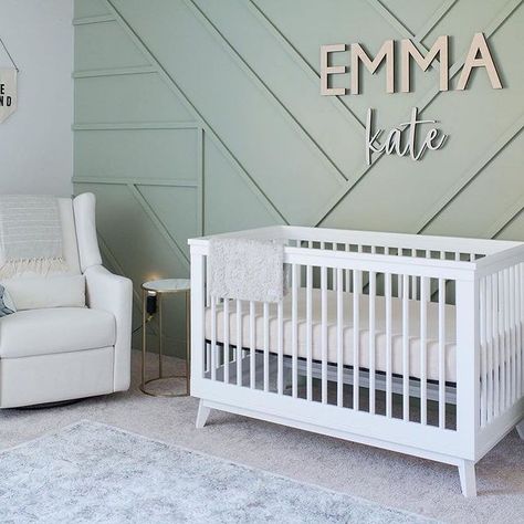 These geometric wood accent walls were HUGE in 2021. Will the trend continue? Room by: @rachwolo87 Wood Accent Walls, Mint Green Nursery, Grey Nursery Walls, Paneling Ideas, Grey Nursery Boy, Best Baby Cribs, Nursery Accent Wall, Pooh Nursery, Mint Nursery