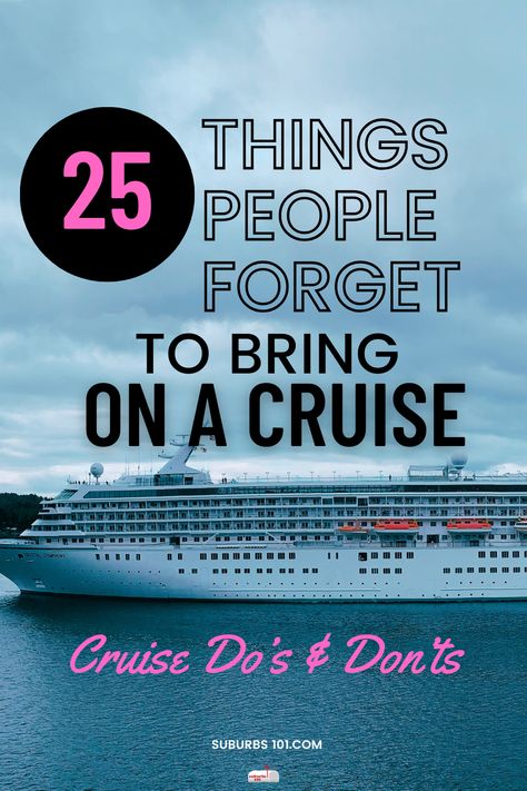 Are you going on a cruise soon? Read my cruise packing tips first! As a cruise veteran, I'm sharing my cruise tips. Here are 25 things people usually forget to pack in their cruise luggage or cruise carry on bag. Some of these are essential cruise items that you wished you had onboard the cruise ships and might potentially save you money on the cruise. Read my cruise packing tips now! Tips For Going On A Cruise First Time, World Cruise Packing Lists, First Time Cruise Tips Packing Lists, Cruise Bag Ideas, Things To Do On A Cruise, First Cruise Tips, Cruise Carry On Bag Packing Lists, Cruise Ship Essentials, Things To Take On A Cruise