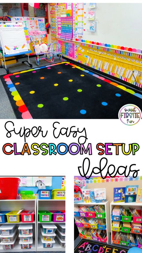 Classroom Set Up For Preschool, Class Decor For Kindergarten, Classroom Setup Grade 1, First Grade Classroom Decorations, Kindergarten Class Organization, Organize Kindergarten Classroom, Classroom Ideas For Kindergarten, Kindergarten Storage Ideas, 1st Grade Classroom Decorations