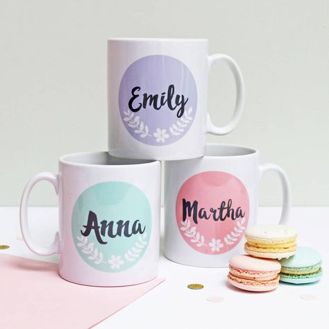 Personalised Pastel Colours Floral Mug Sublimacion Ideas, Personalised Gifts Diy, Creative Gift Wraps, Projets Cricut, Floral Mug, Mataram, Mug Press, Sublimation Mugs, Mug Printing