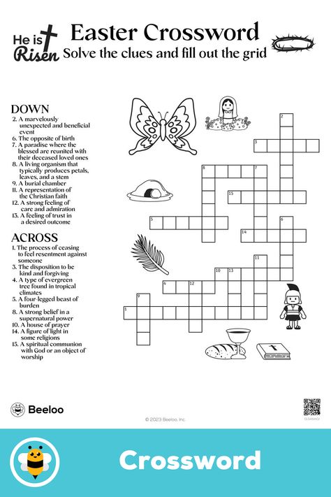 Advanced easter-themed crossword puzzle for kids ages 10 and up Easter Crossword, Easter Worksheets, Crafts And Activities For Kids, Puzzle For Kids, Bible Study For Kids, Crossword Puzzles, Fun Printables, Easter Activities, Bible For Kids