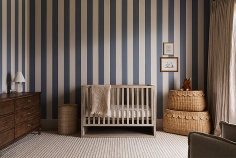 Swirling Wind — Bide Studio | Interior Design by Sarah Killam Striped Painted Walls, Vintage Toddler Rooms, Painting Stripes On Walls, Nursery Aesthetic, 3 Strikes, Babies Room, Striped Walls, Nursery Room Design, Children Bedroom