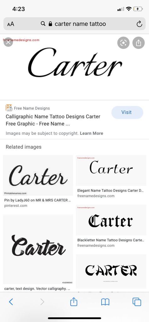 Carter Name Tattoo, Carter Tattoo Name, Carter Name, Tatto Name, Matt Espinosa, Aaron Carpenter, Trinidad James, Elegant Names, Ace Hood