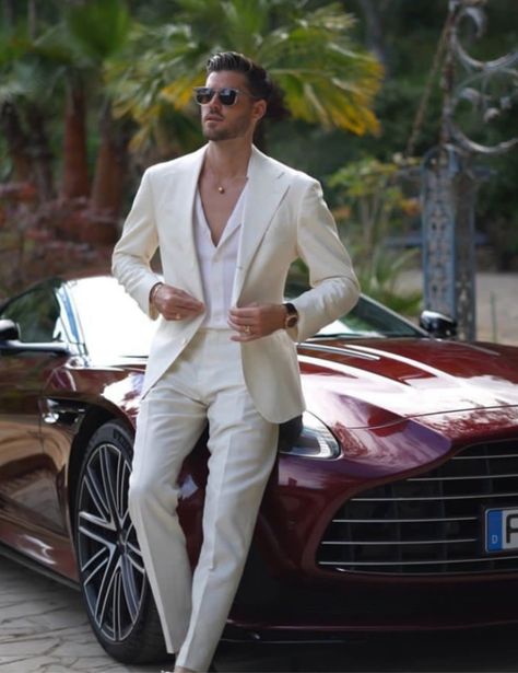 Billionaire Fashion, White Wedding Suits For Men, Kevin Lutolf, Mens White Suit, Prom Outfits For Guys, White Wedding Suit, Stylish Mens Suits, Classy Suits, Classy Outfits Men