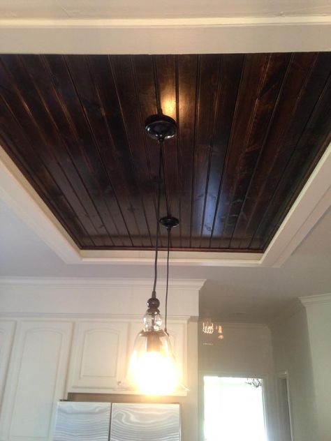 Remove ugly sky light and replace with wood trim ceiling design. Pendant Lights In Kitchen, Ceiling With Wood, Lights In Kitchen, Trim Ceiling, Celing Light, Sky Lights, Sky Light, Room Ceiling, Living Room Ceiling