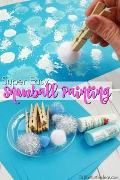 Snowball Painting, Glitter Carnaval, Juleverksted For Barn, Winter Activities Preschool, January Crafts, Crafts Beads, Snow Activities, Winter Activities For Kids, Winter Preschool