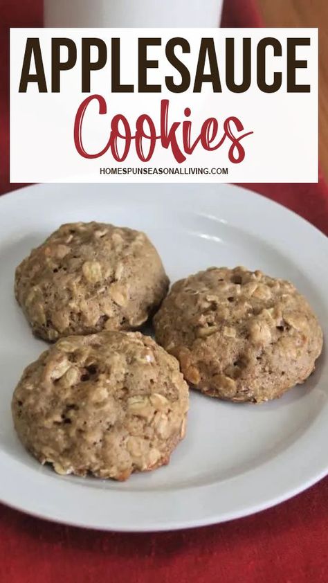 Applesauce Oatmeal Cookies, Applesauce Cookies Recipes, Recipe Using Applesauce, Applesauce Oatmeal, Easy Applesauce, Oatmeal Applesauce Cookies, Applesauce Cookies, Spiced Applesauce, Cozy Afternoon