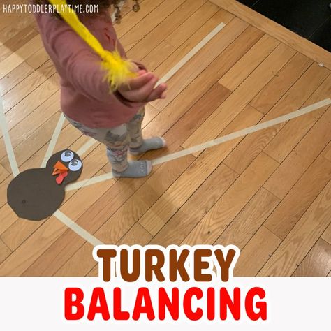 Turkey Balancing Activity for Toddler - Happy Toddler Playtime Thanksgiving Toddler Activities, Physical Development Activities, Thanksgiving Activities For Toddlers, Thanksgiving Classroom Activities, Gym Games For Kids, Fall Crafts For Toddlers, Thanksgiving Crafts For Toddlers, Thanksgiving Toddler, Thanksgiving Crafts Preschool