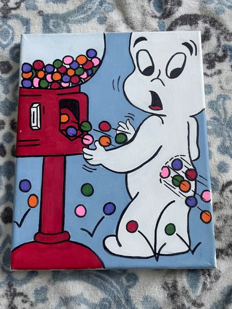 Bday Painting Ideas, Cartoons To Paint On Canvas, Cartoon Characters Paintings Easy, Ballon Art Drawing, Cartoon Pop Art Painting, Cute Funny Paintings, 90s Painting Ideas Aesthetic, Boy Painting Aesthetic, Painting Cartoon Ideas