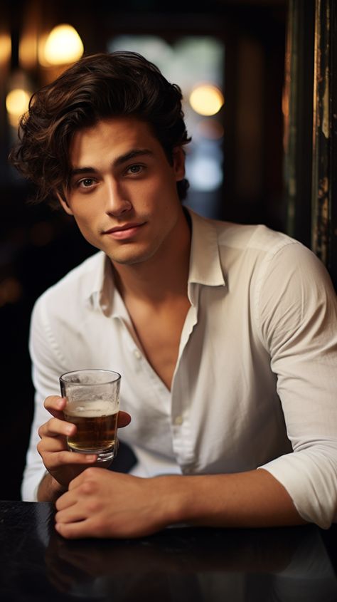 French Handsome Young Man Drinking #French #handsome #man #guy #avatar #wallpaper Handsome French Men, French Men Handsome, French Men Aesthetic, Handsome Man Aesthetic, French Guys, Curtain Hairstyle, Growing Hair Men, Old Money Aesthetic Outfit, Korean Boy Hairstyle