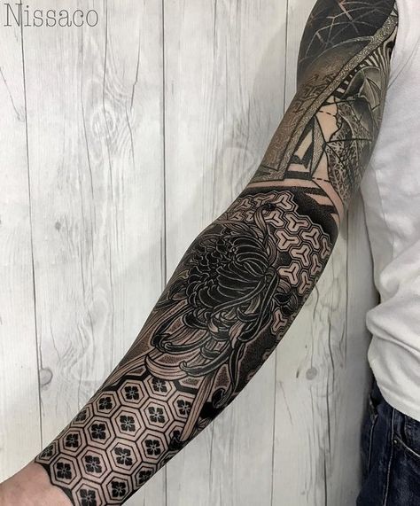 Full Sleeve Tattoo Ideas, Geometric Sleeve Tattoo, Full Sleeve Tattoo Design, Sleeve Tattoo Ideas, Muster Tattoos, Japanese Sleeve Tattoos, Arm Sleeve Tattoos, Full Sleeve Tattoo, Full Sleeve Tattoos