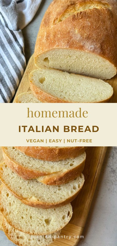 Vegan Italian Bread Recipe Vegan Italian Bread, Vegan Homemade Bread, Italian Bread Recipes Easy, Vegan French Bread Recipe, Italian Bread Recipes Homemade, Homemade Italian Bread, Italian Bread Recipe, Vegan Loaf, Crusty Bread Recipe