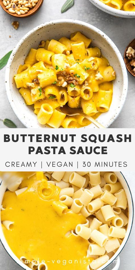 Vegan Butternut Squash Sauce, Vegetable Broth Uses, Vegan Recipes With Butternut Squash, Vegan Butternut Squash Pasta Sauce, Butternut Pasta Sauce, Butternut Squash Sauce Pasta, Koginut Squash, Healthy Pasta Sauce Recipes, Butternut Squash Pasta Vegan