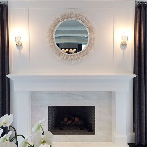 White Marble Fireplace, Brooke Wagner Design, Brooke Wagner, Marble Fireplace Surround, Family Room Fireplace, Marble Fireplace, White Fireplace, Corner Fireplace, Fireplace Remodel