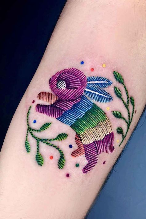 Embroidery Tattoo: A Recent Trend or A Historical Legacy? Embroidery Tattoos, Cross Stitch Tattoo, Tattoos Masculinas, Tattoo Embroidery, Tato Tradisional, Embroidery Tattoo, Stitch Tattoo, 3d Clothing, Cool Tattoo