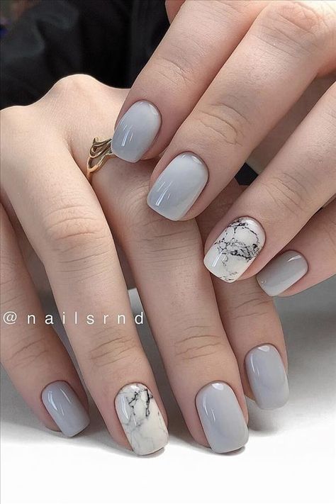 Sqaure Nails, Grey Gel Nails, Rhinestones Nails, Grey Nail Art, Grey Nail Designs, Semi Permanente, Short Square Nails, Simple Gel Nails, Nails Winter