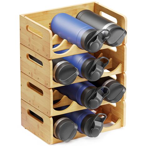 PRICES MAY VARY. ORGANIZED AND BEAUTIFUL - Make your kitchen cabinet neat and organized with bamboo water bottle organizer. The holder rack is designed for your different bottles organization; Each bin SIZE: 11.6"W x 8"D x 4"H IDEAL BOTTLES STORAGE - Keep your home clean and keep track of your water bottles better with this bamboo organizer holder; Instead of awkwardly squeezing those water bottles into empty cabinet spaces BLANK LABELS INCLUDED - Identify bottles instantly with the labels on th Shaker Bottle Storage, Water Bottle Storage Rack, Water Bottle Organizer, Bamboo Water Bottle, Wooden Drying Rack, Labels Kitchen, Water Bottle Organization, Bottle Organizer, Water Bottle Storage