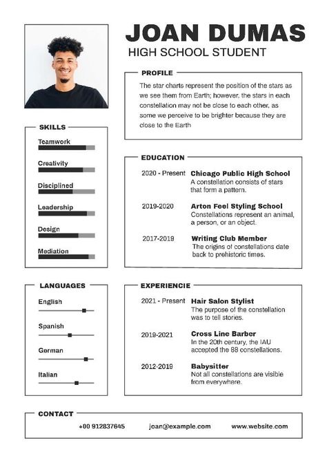 Simple High School Student Joan Resume High School Student Resume, High School Resume, School Resume, Writing Club, Student Resume Template, School Leadership, Public High School, Student Resume, Best Resume