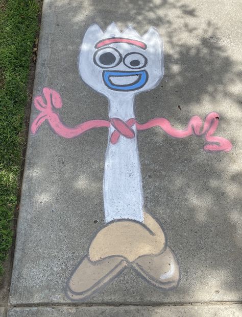 Chalk Art Cartoon Characters, Inside Out Chalk Art, Chalk Disney Art, Cool Sidewalk Chalk Art Easy, Chalk Cartoon Drawings, Easy Sidewalk Chalk Art Ideas Disney, Easy Chalk Ideas Sidewalk, Chalk Ideas Disney, Toy Story Chalk Art