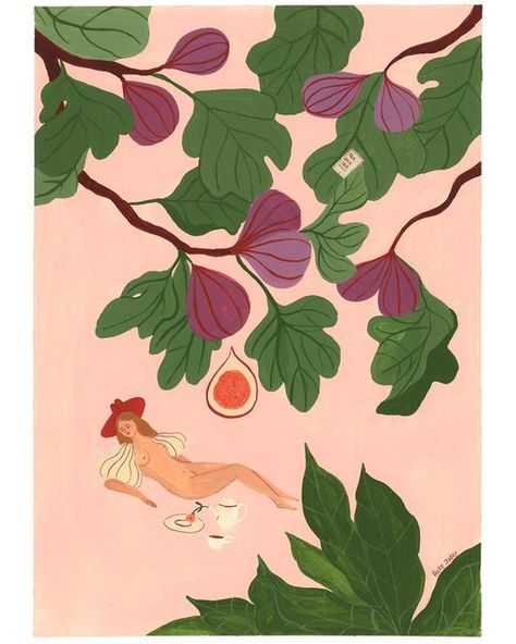 Holly Jolley on Instagram: "The fig tree 🌳 . . . . . #illustration #art #drawing #literature #pink #tree #garden #woman" Tree Illustration Art, Fig Drawing, The Fig Tree, Book Cover Design Inspiration, Tree Garden, Pink Tree, Cute Cat Drawing, Illustration Art Drawing, Drawing Projects