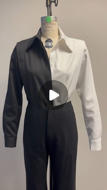 Carlos Correa on Instagram: "A closer look at flange shoulder shirt pattern #v2012.  View A shown here in ivory and black tech twill from @robertkaufman.  Pattern available online (link on bio) and @joann_stores  Loose-fitting shirt has concealed button front opening, pointed collar, collar band, and flange shoulder. Shirt includes long set-in sleeves with pleats and button cuffs with placket opening. #voguepatterns #sewingpattern #sewingproject #sewinginspiration #sewist #patternmaking  #diyfashion" Vogue Patterns, Shoulder Shirts, Shirt Pattern, Sewing Inspiration, Pattern Making, Diy Fashion, Sewing Pattern, Instagram A, Sewing Projects