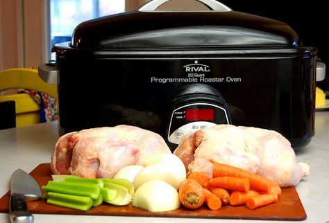 Crockpot or Oven Roaster Chicken For Fast, Weekday Meals by Raising Generation Nourished, via Flickr Chicken In A Roaster Pan, Roast Chicken In Electric Roaster, Roaster Oven Canning, Whole Chicken In Roaster Oven, Chicken In Roaster Oven, Roaster Recipes Electric, Chicken In Electric Roaster, Roaster Oven Recipes Chicken, Roaster Chicken