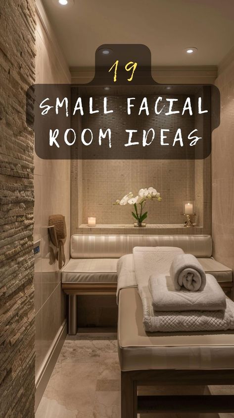 Ever wished for a serene spa escape right at home? Dive into our comprehensive guide to creating a cozy yet opulent facial room. Transform your small space into a haven of tranquility and luxury. Small Spa Design Ideas, Luxury Spa Room Design, Small Spa Space Ideas, Facial Table Set Up, Spa Room Colors, Spa Building Design, Small Spa Layout Design Floor Plans, Salon Diy Ideas, Spa Esthetician Room